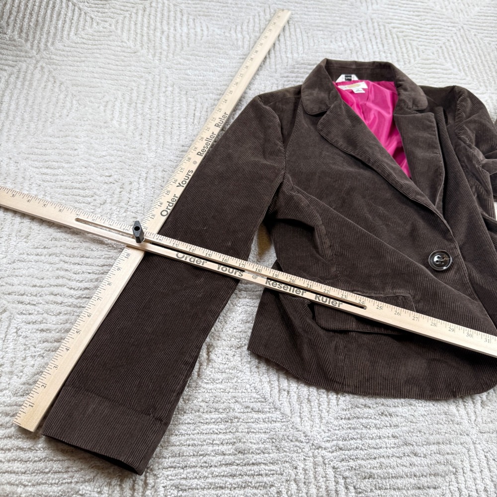 Talbots Corduroy Blazer Womens 14 Brown Stretch Jacket Academia Preppy VTG 00s - Picture 5 of 11